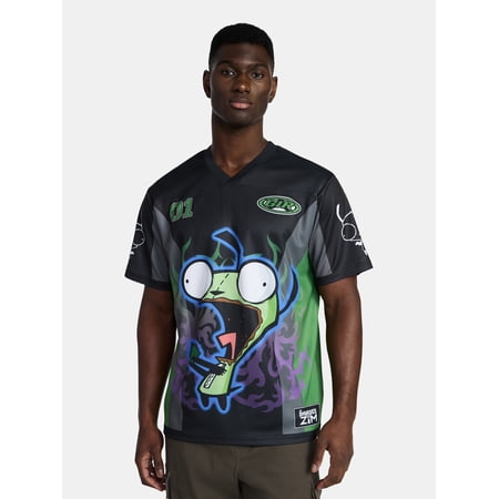 Invader Zim Men's and Big Men's Front Back Graphic Soccer Jersey with Short Sleeves, Sizes XS-3XL