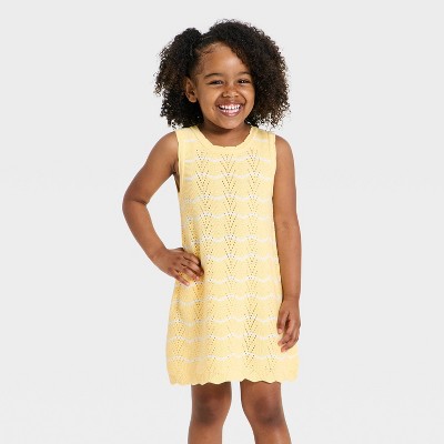Toddler Girls' Striped Sweater Dress - Cat & Jack™ Yellow 4T
