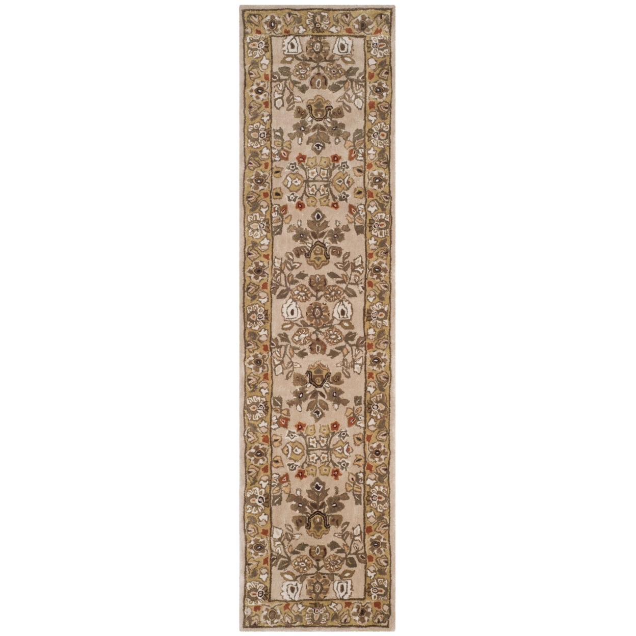 SAFAVIEH Total Performance Josh Floral Bordered Runner Rug, Ivory/Gold, 2'3" x 9'