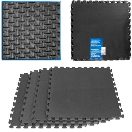 Stalwart 24 Sq Ft Gray EVA Foam Interlocking Exercise Protective Flooring, 6-Tile
