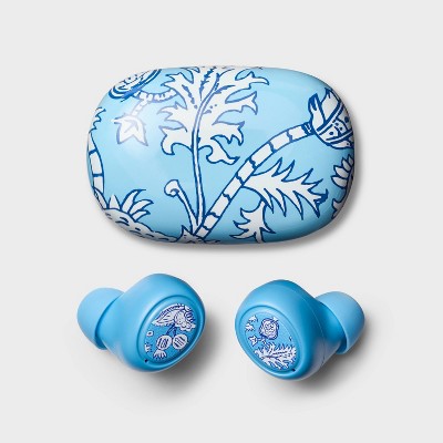Floral Vines True Wireless Bluetooth Earbuds with Case Blue - Roller Rabbit x Target