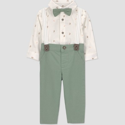 Carter's Just One You® Baby Boys' 2pc Carrots Button-Down Bodysuit and Pants Suspender Set - Ivory 24M