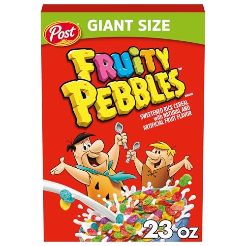 Fruity PEBBLES Cereal, Fruity Kids Cereal, Gluten Free Rice Cereal for Kids, 23 oz Extra Large Size Box