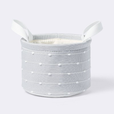 Small Round Bin with Slub Stitching - Gray - Cloud Island™