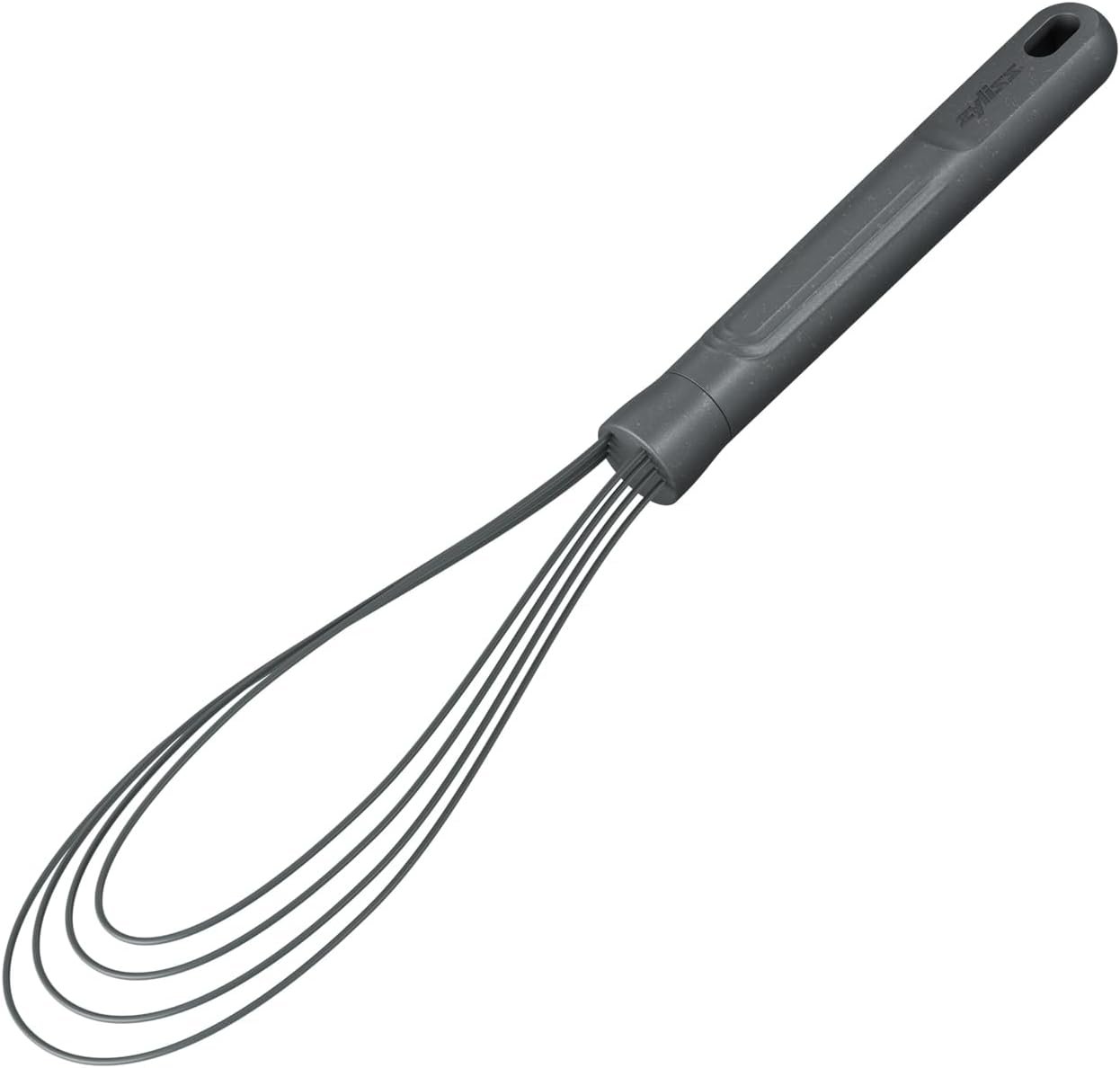 Zyliss Flat Whisk, Sustainable Wheatstraw/Nylon, Cooking Whisk forr Cooking and Serving with Heat Resistant Silicone Head, Beluga Grey, 11.9" x 2.8", Dishwasher Safe, 5 Year Guarantee