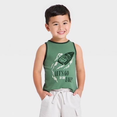 Toddler Boys' Boats and Lakes Tank Top - Cat & Jack™ Green 3T