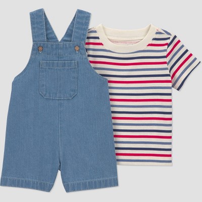 Carter's Just One You® Baby Boys' Multi Striped 4th of July Overalls Set - Blue 6M