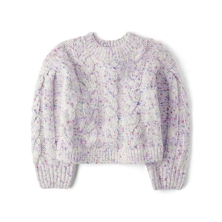 The Children's Place Girls Long Sleeve Cable Knit Cropped Rainbow Sweater, Sizes XS-XXL
