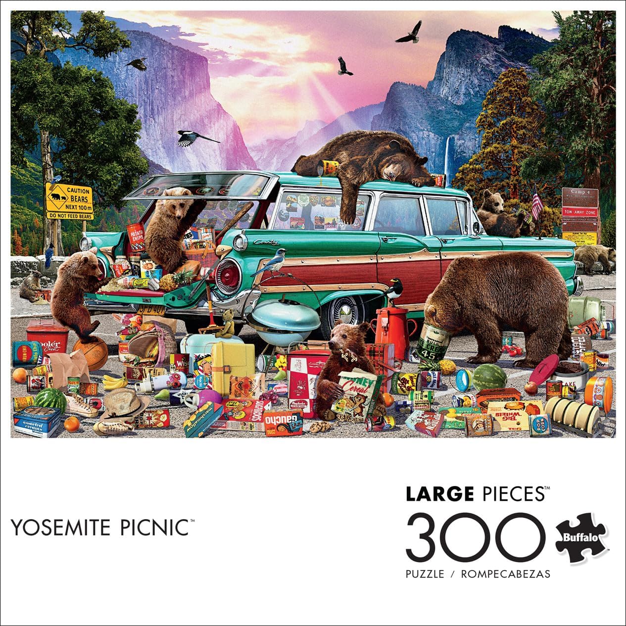 Buffalo Games - Garry Walton Yosemite Picnic 300 Piece Jigsaw Puzzle for Adults 14 and up - Challenging Puzzle Perfect for Game Nights - Colorful Puzzles – Precision-Cut Pieces, Beautiful Artwork