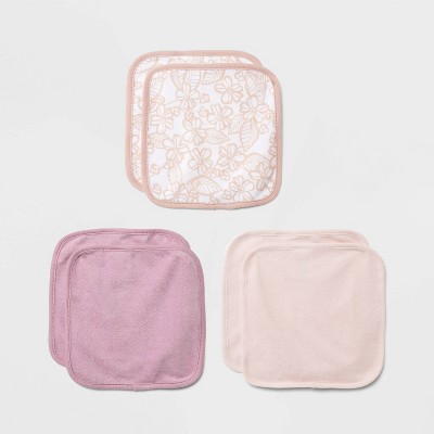 Baby 6pk Washcloth Set - Cloud Island™ Pink: Extra Lightweight Cotton-Polyester, Botanical Floral Pattern, 9"x9"