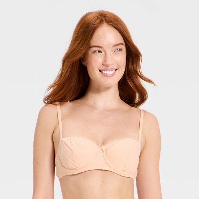 Women's Cotton Poplin Balconette Underwire Bralette - Auden™ Sand Stripe L