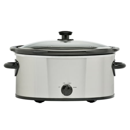 Mainstays 6 Quart Oval Slow Cooker with Stainless Steel Finish and Glass Lid