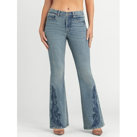 Jessica Simpson Women's and Women's Plus Daisy Fitted Flare Jeans, 30.5", 32.5", and 34.5" Inseams, Sizes 2-26W