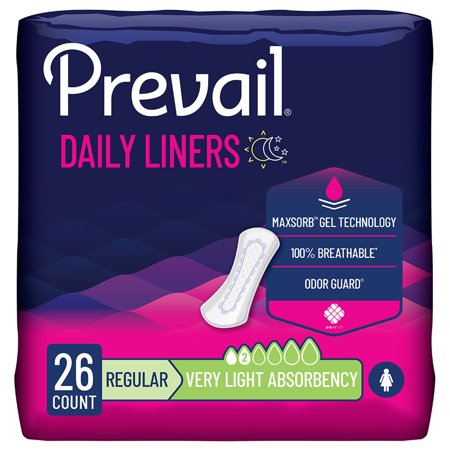 Prevail Very Light Absorbency Incontinence Liners, Regular Length, 26 Count