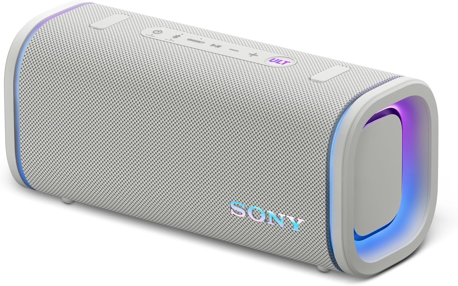 Sony ULT Field 5 Wireless Portable Bluetooth Speaker, IP67 Waterproof, Dustproof, and Rustproof with Enhanced Bass, 25 Hour Battery, 360° Party Light, and Shoulder Strap (SRSULT50W), Off White