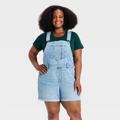 Women's Denim Shortall - Ava & Viv™ Light Wash 28