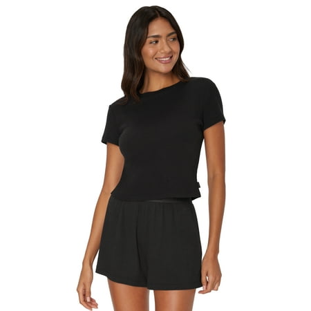 Hanes Originals Women's SuperSoft Comfywear Sleep Rib Crop Tee, Sizes S to 2X