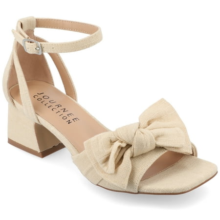 Journee Womens Zevi Linen Block Heel Dress Sandals, Widths Available