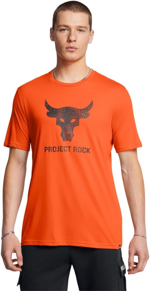 Under Armour Men's Project Rock Payoff Graphic Short Sleeve T Shirt, (800) Team Orange / / Black, X-Large
