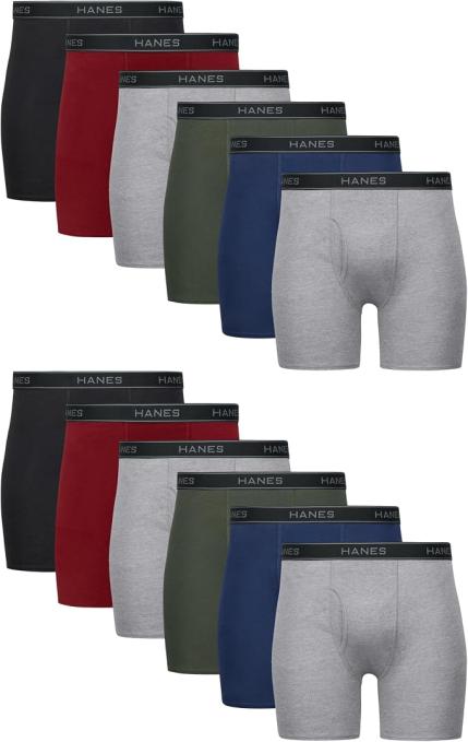 12-Pack Hanes Men's Underwear Boxer Briefs Pack Amazon