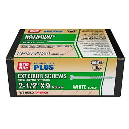 Grip-Rite PrimeGuard Plus #9 x 2-1/2 in. White Wood to Wood Deck Screw 1lb.