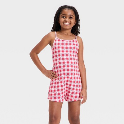 Girls' Hello Kitty Gingham Sleep Romper - Red S