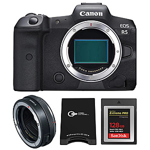 Canon EOS R5 Mirrorless Camera + Control Ring Mount Adapter + 128GB Memory Card $2599 + $47.45 S&H & More