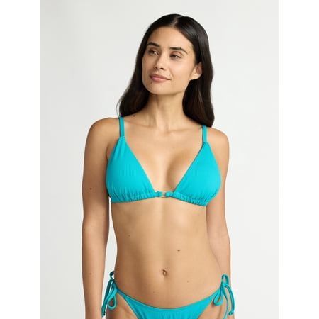 Time and Tru Women's Ottoman Rib Triangle Bikini Top, Sizes XS- 2X