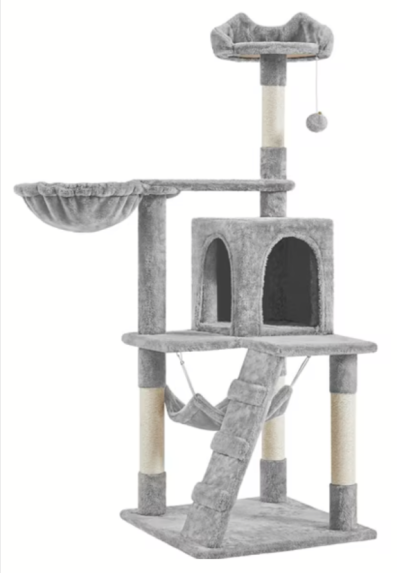 Alden Design 54" Multilevel Cat Tree w/ Hammock, Basket and Scratching Post Tower Walmart