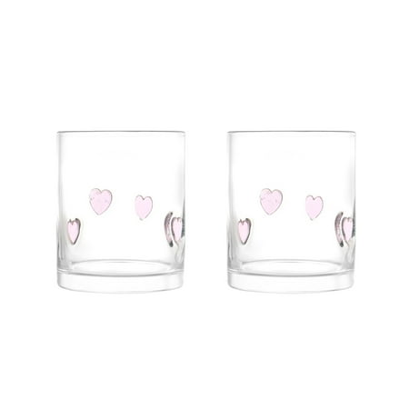 Thyme & Table 12 fl oz Pink Hearts Charm Drinking Glasses, Set of 2