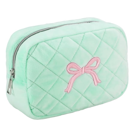Cosmetic Bag for Travel, Velvet Makeup Bag for Women Zipper Pouch Organizer Travel Bags-Blue