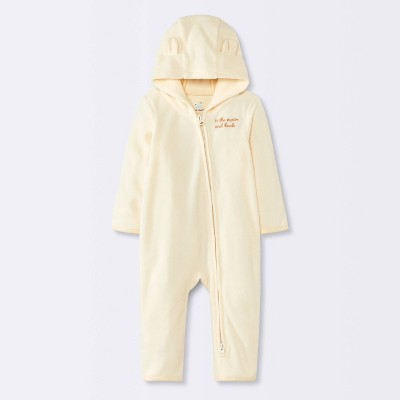 Baby Hooded Love You to the Moon and Back Pramsuit Romper - Cloud Island™ Cream 3-6M