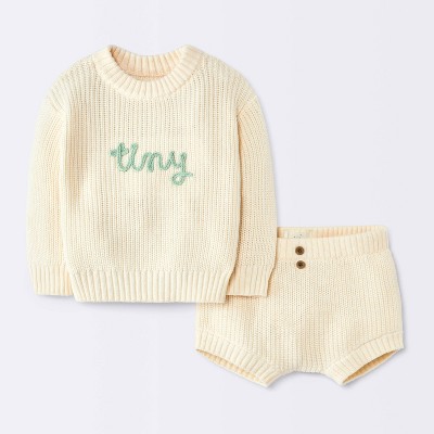 Baby Girls' 2pc Top and Bottom Sets - Cloud Island™ Off-White 12M