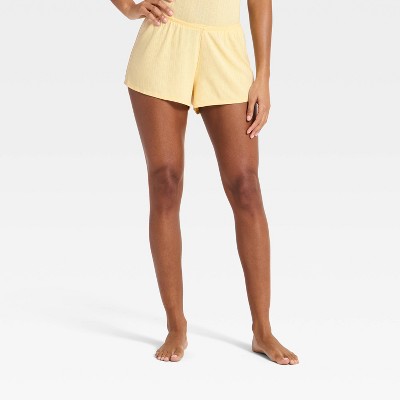 Women's Ribbed Cooling Jersey Pajama Shorts - Auden™ Yellow XS