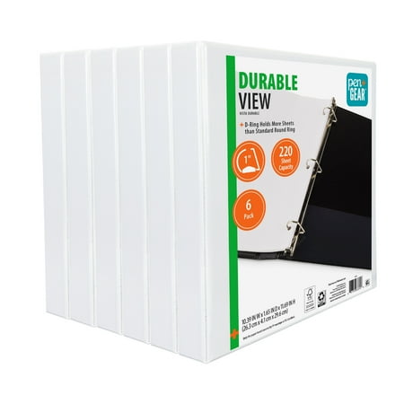 Pen + Gear 1-Inch Durable Binder White 6 Pack
