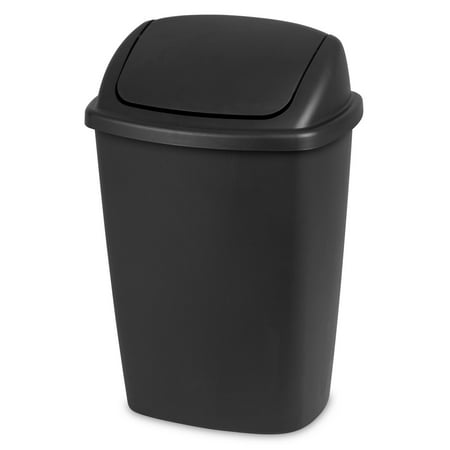 Sterilite Kitchen Trash Can, 7.5 Gallon Plastic Garbage Bin with Swing Top Lid, Black