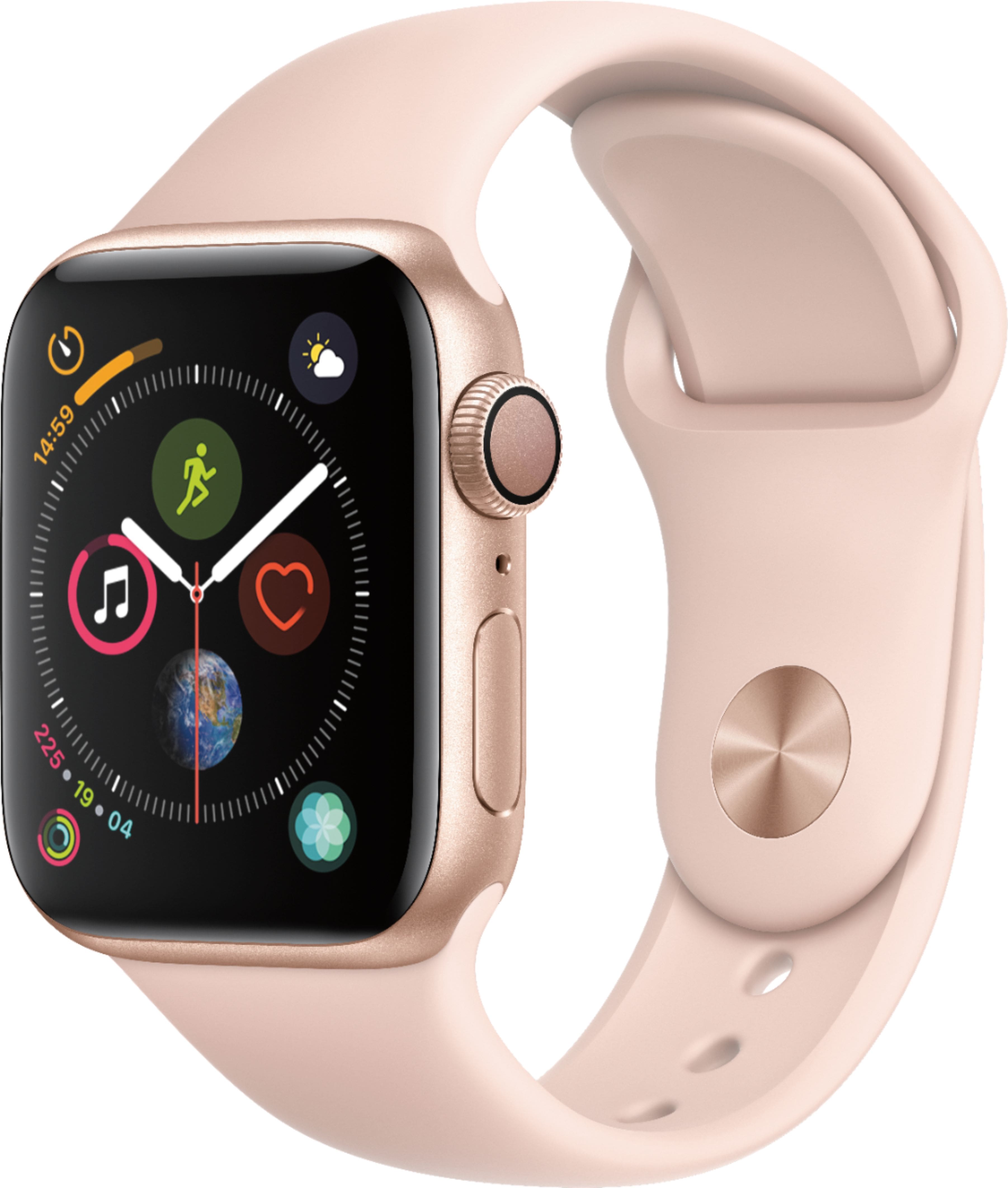 Geek Squad Certified Refurbished Apple Watch Series 4 (GPS) 40mm Gold Aluminum Case with Pink Sand Sport Band - Gold Aluminum - (2018)