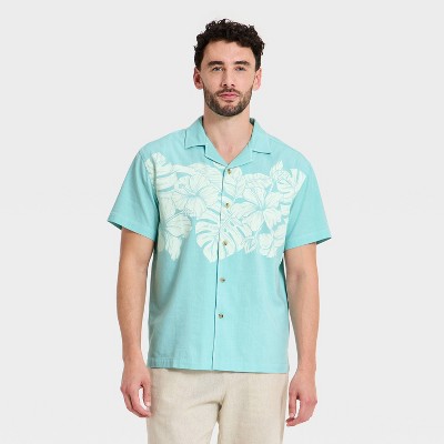 Men's Short Sleeve Button-Up Camp Shirt - Goodfellow & Co™ Blue S