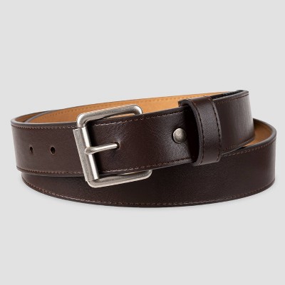 Men's Adjustable Sensory Friendly Adaptive Rivet and Roller Buckle Belt - Goodfellow & Co™ Brown S/M