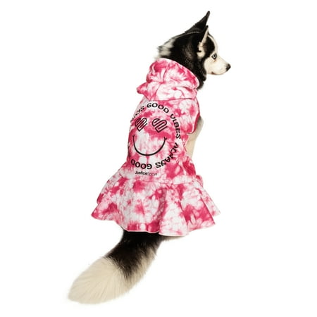 Justice Pet Polyester Fleece Dog Dress Hoodie, Pink, XS