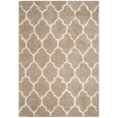SAFAVIEH Toronto Nessa Geometric Shag Area Rug, Silver/Ivory, 4' x 6'