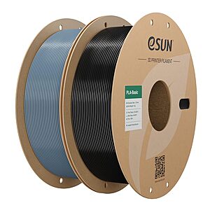 2-Pk 1Kg eSUN 1.75mm PLA Basic 3D Printer Filament (Grey + Black) $21