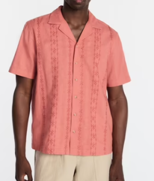George Men's Cotton Linen Embroidered Camp Shirt Walmart