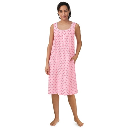 Aria Women's 100% Cotton Sleeveless 40" Nightgown, Sizes XS-5X
