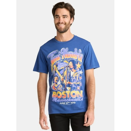 Jimi Hendrix Men's and Big Men's Boston Graphic Tee, Sizes S-3XL
