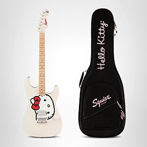 Squier Fender x Hello Kitty Stratocaster Electric Guitar & Deluxe Hello Kitty Gig Bag $420 + Free S&H