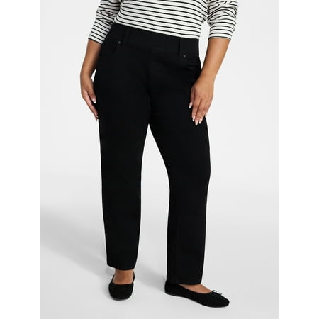 Terra & Sky Women's Plus Size Pull On High Rise Straight Leg Jeggings, 29" Inseam, Sizes 0X-4X