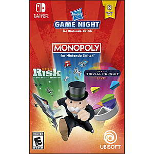 Hasbro Game Night: Monopoly, Risk, Trivial Pursuit (Nintendo Switch) $10