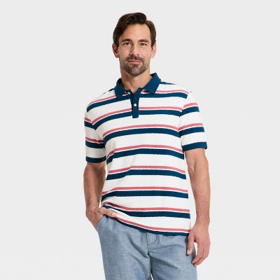 Men's Vintage Polo Shirt - Goodfellow & Co™ White Striped L