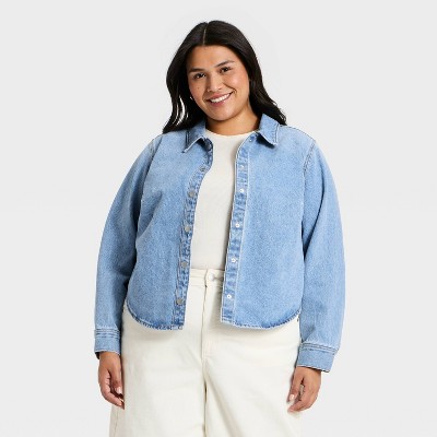 Women's Long Sleeve Slim Denim Shirt - Universal Thread™ Light Wash XXL